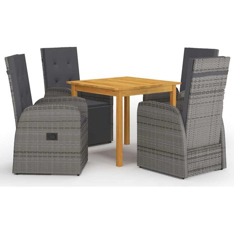 vidaXL Juego de comedor para jardín 5 piezas gris (1/5)