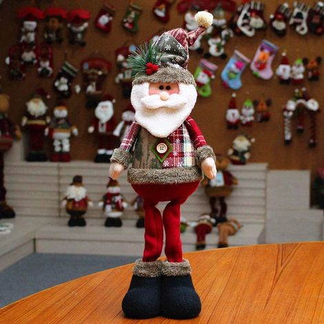 Décoration de Noël poupée Père Noël/bonhomme de neige/élan assis longue jambe en peluche décorations d'ornement de Noël pour boutique maison noël chambre accessoires de noël cadeau (1/5)
