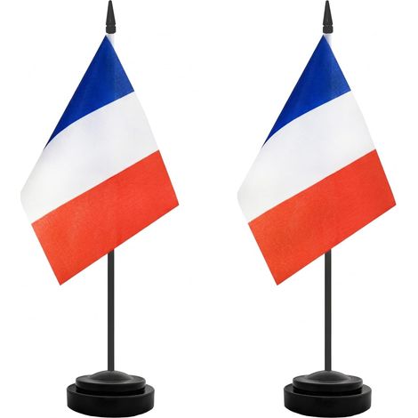 2P Drapeau de Bureau France pour Coupe du Monde 2026,21x14cm,Drapeaux Français de Table en Polyester avec Hampe et Base en Plastique,Décoration pour Bureau,Fête,Matchs et Événements Sportifs (1/5)