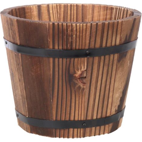 Blumentopf aus Holz mit Metallrand und Griffen, 17 x 14 x 13 cm – Premium-Kollektion (1/3)
