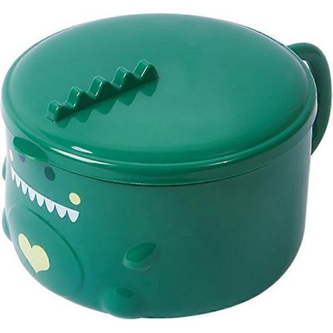 Bol à nouilles en acier inoxydable à motif dinosaure avec couvercle (1 pièce)-17X13X11.5CM-Green (1/4)