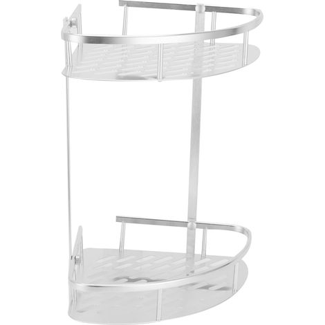 Étagère d'angle de douche à 2 niveaux, fixation murale en aluminium, pour salle de bain, cuisine ou dortoir (1/5)
