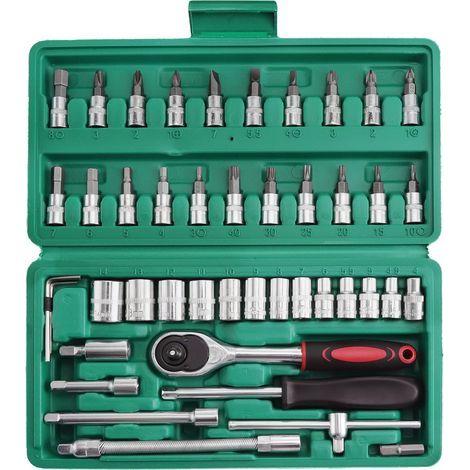 ( 1/4 Pouce)46PCS Coffret de Douilles et Embouts, Flexible Jeux de Douilles, Ensembles de Clés à Cliquet, Outil de Réparation de Véhicule Automobile 1/4 Pouce (1/5)