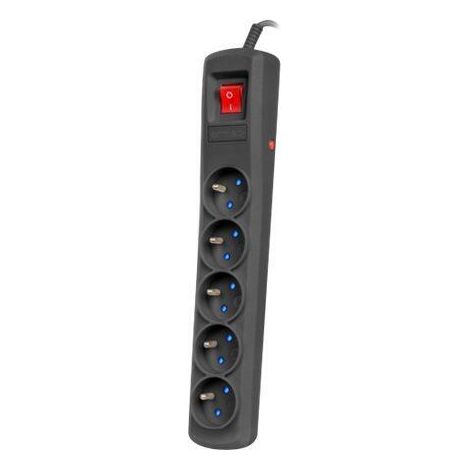 Regleta Armac R5 de 1,5 m con 5 enchufes, color negro. (1/4)