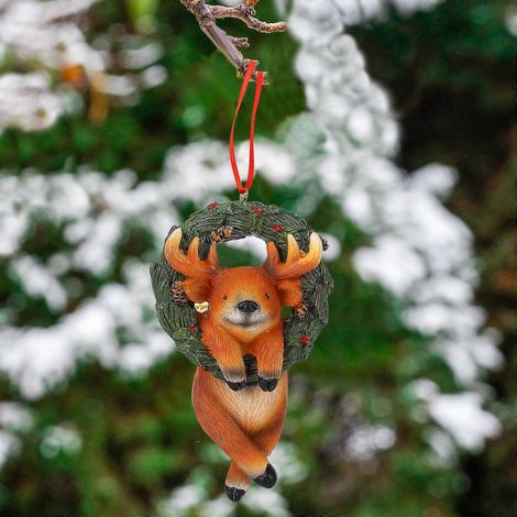 Renne de Noël dans une couronne, ornement en résine à suspendre pour Noël, décoration de pare-brise de voiture, décoration de Noël (1/5)