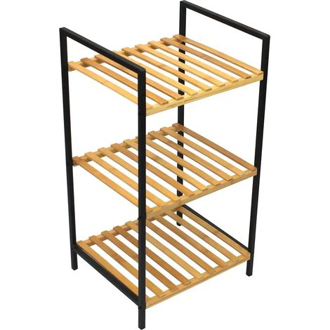 Scaffaletto Scaffale in Legno di Bambu' 3 Piani Porta Asciugamani 38x32xh70 cm (1/5)