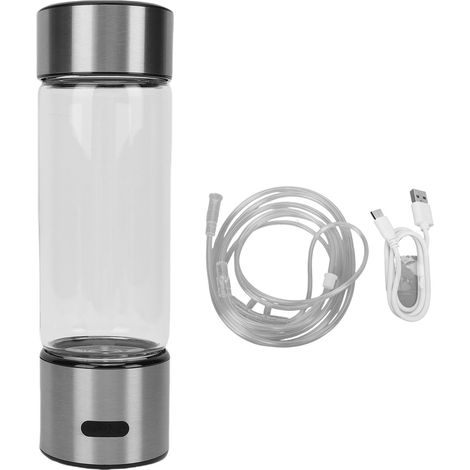 Générateur de bouteille d'eau d'hydrogène 460 ml, tasse en verre riche rechargeable par USB portable pour la maison, le bureau, les voyages, le fitness, la boisson 1200-1600 PPB (1/5)