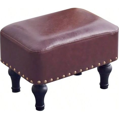 Tabouret de Style Moderne - Repose Pieds en Cuir Marron foncé - Repose Pieds pour Salon, Chambre, Entrée und Dortoir (1/3)