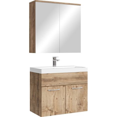 Mobile da bagno Montreal 01 60cm Rovere Castagno - armadio armadietto a specchio
