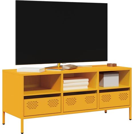 TV-Schrank Senfgelb 101,5x39x43,5 cm Kaltgewalzter Stahl