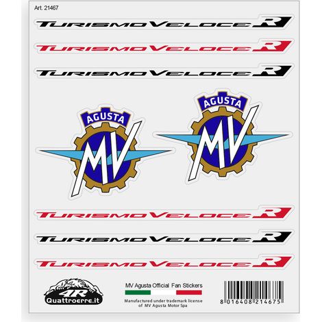 Adesivi per MV Agusta Turismo Veloce R – Set 8 Sticker Presagomati, Resistenti ad Acqua e Raggi UV, Made in Italy, Licenza Ufficiale, Foglio 160 x 135 mm (1/5)