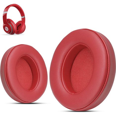 LYERCW - Coussinets d'oreille de rechange pour casques Beats Studio 2 et 3 (B0501, B0500) avec ou sans fil, en mousse à mémoire de forme souple rouge.