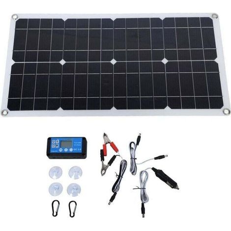 Kit de panneau solaire 100W IP67 étanche avec contrôleur DC 12V 24V 20A panneau solaire Portable pour camping-car caravane véhicule (1/4)