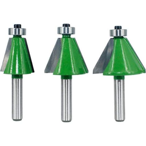 3Pcs 8mm Tige Fraise à Chanfreiner, Angle Biseautée Routeur Bits 2 Fléau 15°/22.5°/45°Chanfreinée fraise Charpente Coupe de Bord Pour Travail du Bois Forets de Menuiserie，70 cm, vert
