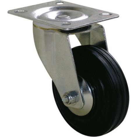 Ruota girevole piastra senza freno D.50 rullo gomma nera portata 50kg - GUITEL HERVIEU - 700107 (1/2)