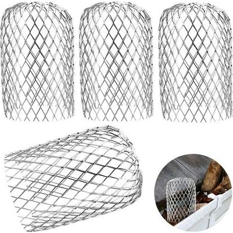 Protège-gouttière en métal - Lot de 4 pièces - Aluminium résistant - Hauteur 16 cm - Diamètre 8 cm (1/5)