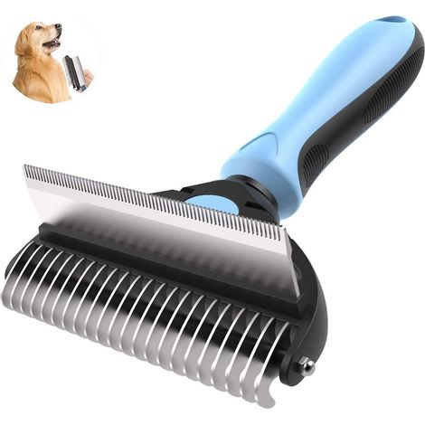 Pets Hunde- und Katzenbürste, Langhaar-Hundebürste, Kamm für Hunde und Katzen, Reinigungsbürste für Hunde und Katzen, überschüssiges und abgestorbenes Haar bequem und sicher entfernen (2 in 1) (1/4)