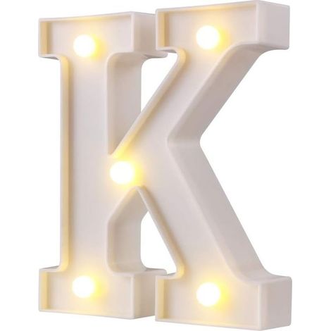 LED Chapiteau Lettre Lights 26 Alpha Bright Lettres Signes Perfect for the Decoration Of Bar Of Party Of Wedding (White K)- (1/5)