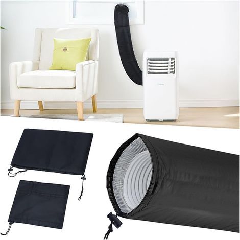 Gaine isolante portable pour tuyau de climatisation, adaptée aux tuyaux de climatisation de 5 et 5,9 pouces de diamètre (noire). (1/5)