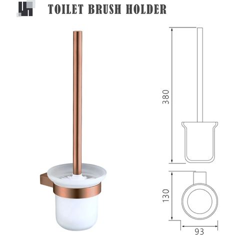Porte-brosse WC en or rose brossé, avec porte-serviettes, porte-papier toilette, crochet pour peignoir, porte-gobelet, porte-brosse WC et porte-savon. Accessoires de salle de bain. (1/5)