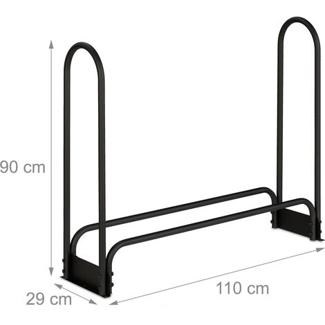 Portalegna modulare in metallo per interno ed esterno 110 x 40 x 30 cm pratico spazio in metallo nero 130015132