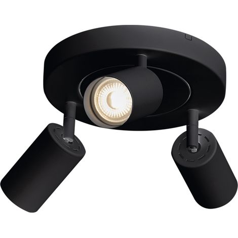 Plafonnier Rond Manuka 3 Éléments - Noir, Structure Métallique, Raccordement Gu10, Ip20, 150W, Installation Au Plafond - Groupe Rossini (1/5)