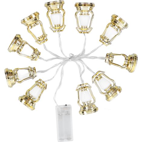 Lampe à pétrole décorative Ramadan en forme de lampe dorée, idéale pour l'Aïd, les mariages, les fêtes, Halloween et la maison (1,5 m / 4,9 pi). (1/5)