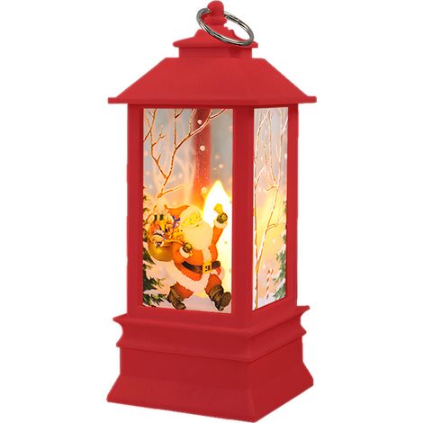 Lanterne de Noël Extérieure à Piles, Petite Lampe Vent Lumineuse, Motif Cerf Bonhomme Neige Ange Père Décorations Suspendre au Sapin, Accessoire (1/5)