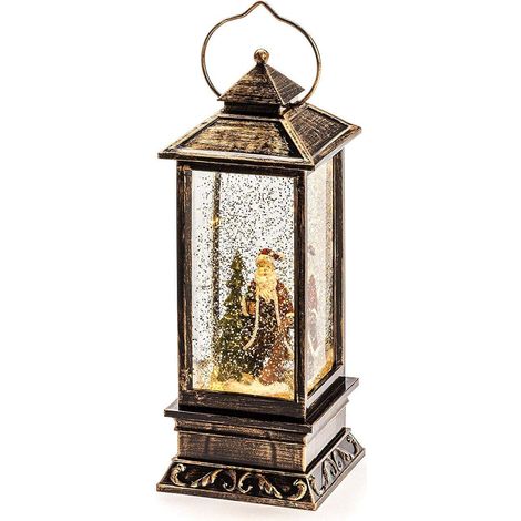 Konstsmide Lanterna a LED effetto neve con Babbo Natale, riempita d'acqua, 1 diodo bianco caldo, funzionamento a batteria, per interno, 3 x AA 1,5 V 2888-000, Colore Marrone