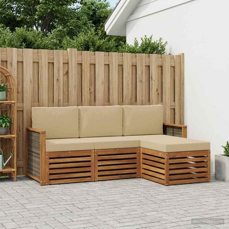 vidaXL Outdoor-Sofagarnitur mit Kissen 4 pcs Natur und Beige (1/5)