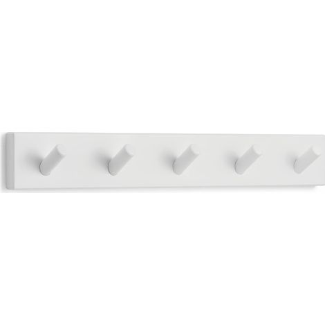 Filiyano-Porte-manteau mural blanc - 5 crochets - 43 cm - Porte-manteau mural design pour couloir, entrée, chambre moderne (1/5)