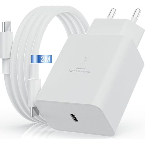 Chargeur rapide USB C 45 W pour Samsung Galaxy S24 S23 S22 S21 S20FE S10 S9 S8 A55 A54 A53 A52 A51 A50 A34 A33 A23 A13 A12,2 M Câble de charge avec bloc d'alimentation Fast Charger Connecteur chargeur (1/5)