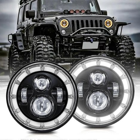 Stück 7-Zoll-LED-Scheinwerfer, wasserdichter runder Scheinwerfer mit Fern- und Abblendlicht, Tagfahrlicht und Blinker für Autos