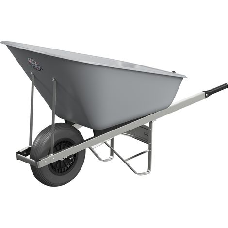 Agri Barrow Wheelbarrow 160 Litre Plastic Tub Puncture Proof Tyre Grey