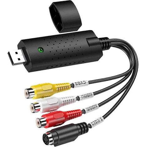 Convertisseur audio-vidéo USB, convertisseur VHS vers numérique, carte d'acquisition vidéo pour numériser les vidéos analogiques (magnétoscope, VHS, DVD), compatible Windows 7, 8 et 10. (1/5)