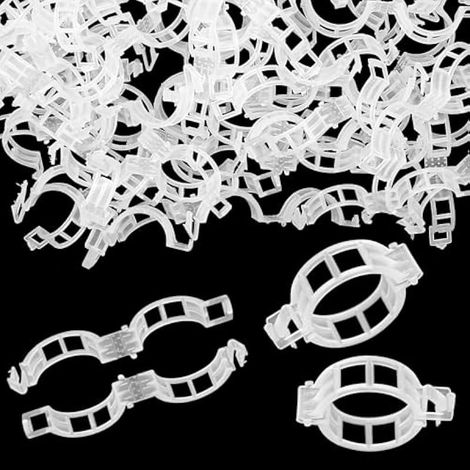 Lot de 150 clips sécurisés pour plantes, support en plastique, clips de treillis pour plantes grimpantes, tomates, raisin, vigne, légumes, jardin, blanc (1/5)
