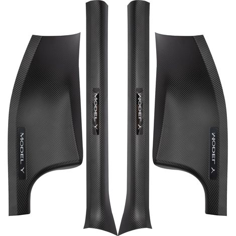 Lot de protections de seuil de portière en carbone pour Tesla Model Y 2021-2023 – Anti-rayures, antidérapantes, installation facile