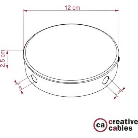 creative cables - Kit rosone cilindrico in Metallo a 4 Fori Laterali (Scatola di derivazione) - Nero Perla (1/5)