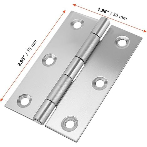 Charnières de Porte Inox, Charnière Porte 75 x 50 mm, Charnières Invisible avec Vis, Charnières portail Pliables pour Porte Placard, Fenêtres et Café (1/4)