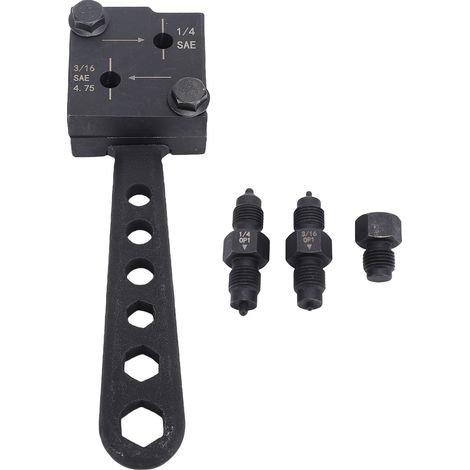 Attrezzo doppio per svasatura freni - Robusto e leggero in metallo, compatibile con tubi da 3/16" e 1/4", kit completo con adattatori per riparazioni automobilistiche precise e affidabili (1/5)