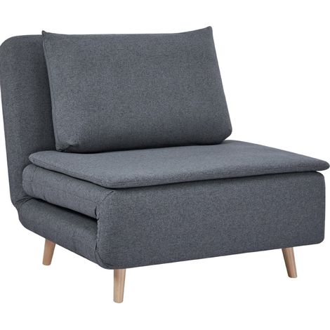 Fauteuil convertible 3-en-1 avec fonction lit, dossier réglable, pieds en hêtre, gris (1/5)