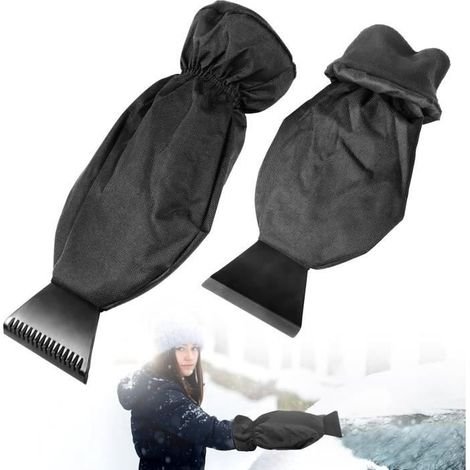 2PCS Grattoir à Neige avec Gant Doublure en Chaud,Grattoir Vitre Voiture avec Gant,Grattoir à Glace pour Vitres Voiture,Gratte Givre (1/4)