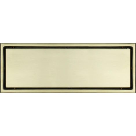 Drain de douche, 2 en 1 Drain de douche en or brossé, Drain de sol Invisible en acier inoxydable Drain de douche avec grille d’insertion de carreaux, 110 300mm Drain de plancher de douche (1/5)