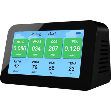 Neu in einem Innenraum-Luftqualitätsmonitor, erkennt CO2/TVOC/ACI/HCHO/PM2.5/PM1.0/PM10 Temperatur/Luftfeuchtigkeit Zuhause Luftqualitätsmonitor
