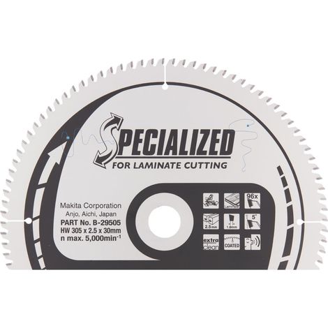 Makita – Lame de scie circulaire 305 mm – Inserts en tungstène pour coupe nette – Pour bois, fer et plaques de plâtre – 24 dents - B-33881 (1/3)