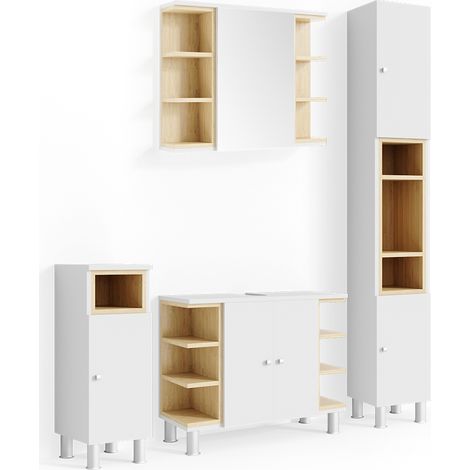 Set mobili bagno Aquis, Bianco/Sonoma, 4 parti, Vicco (1/5)