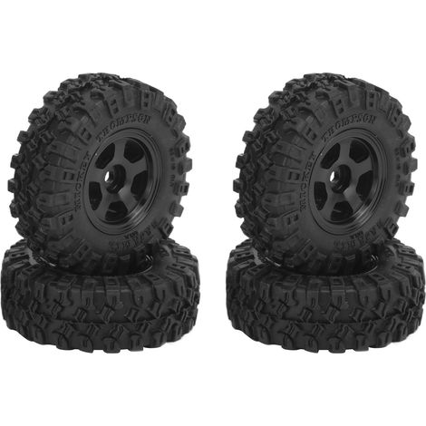 Lot de 4 pneus RC en caoutchouc résistant à l'usure, pour voiture miniature 1/24 Axial SCX24 (noir). (1/5)