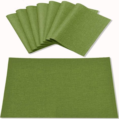 Lot de 8 Sets de Table en Tissu de Type Lin, lavables en Machine, résistants à la Chaleur, infroissables, en Polyester épais, pour Table de Salle à Manger (Vert) (1/5)