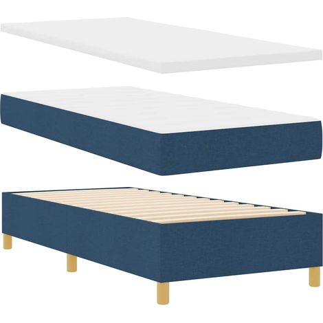 vidaXL Letto a molle con testiera Blu 200 x 90 cm Tessuto (1/5)