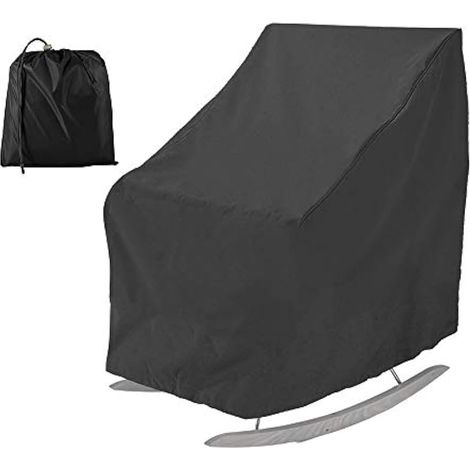 Housse de Chaise à Bascule imperméable en Tissu Oxford Robuste pour véranda inclinable et Meubles d'extérieur (Noir) (1/4)